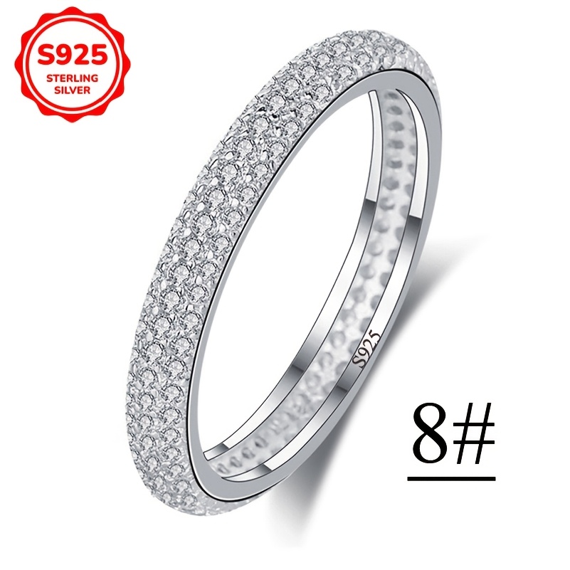 Women's 925 Silver Ring with Synthetic Zirconia, Low Allergy, Wedding Jewelry